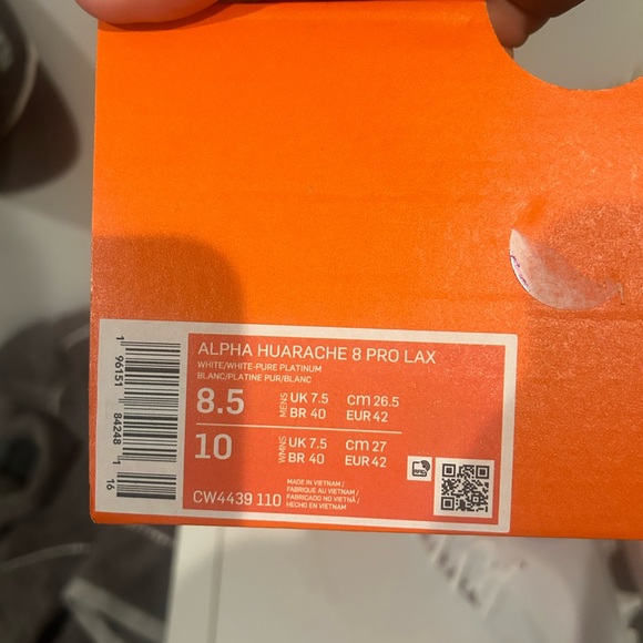 Nike Alpha Huarache 8 Pro Lacrosse Football Cleats White CW4439-110 Men Size 8.5 - Picture 8 of 8